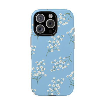 Baby’s Breath Floral Phone Case – Blue Minimal Flower Aesthetic Tough Case