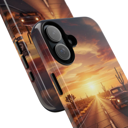 Route 66 Sunset Desert Highway Phone Case – Road Trip Travel Aesthetic Tough Case