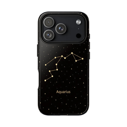 Aquarius Zodiac Constellation Phone Case – Luxe Gold Celestial Cover