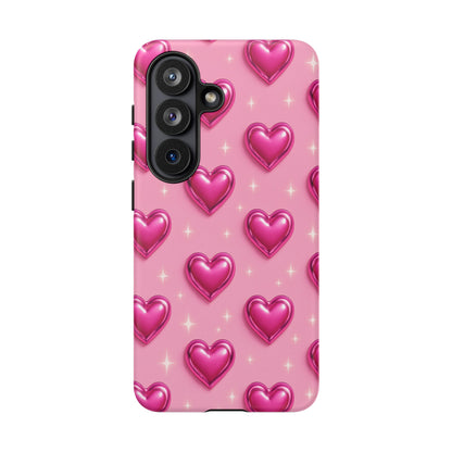 Pink Heart Pattern Phone Case | Tough Protective Case for Iphone, Samsung Galaxy and Pixel