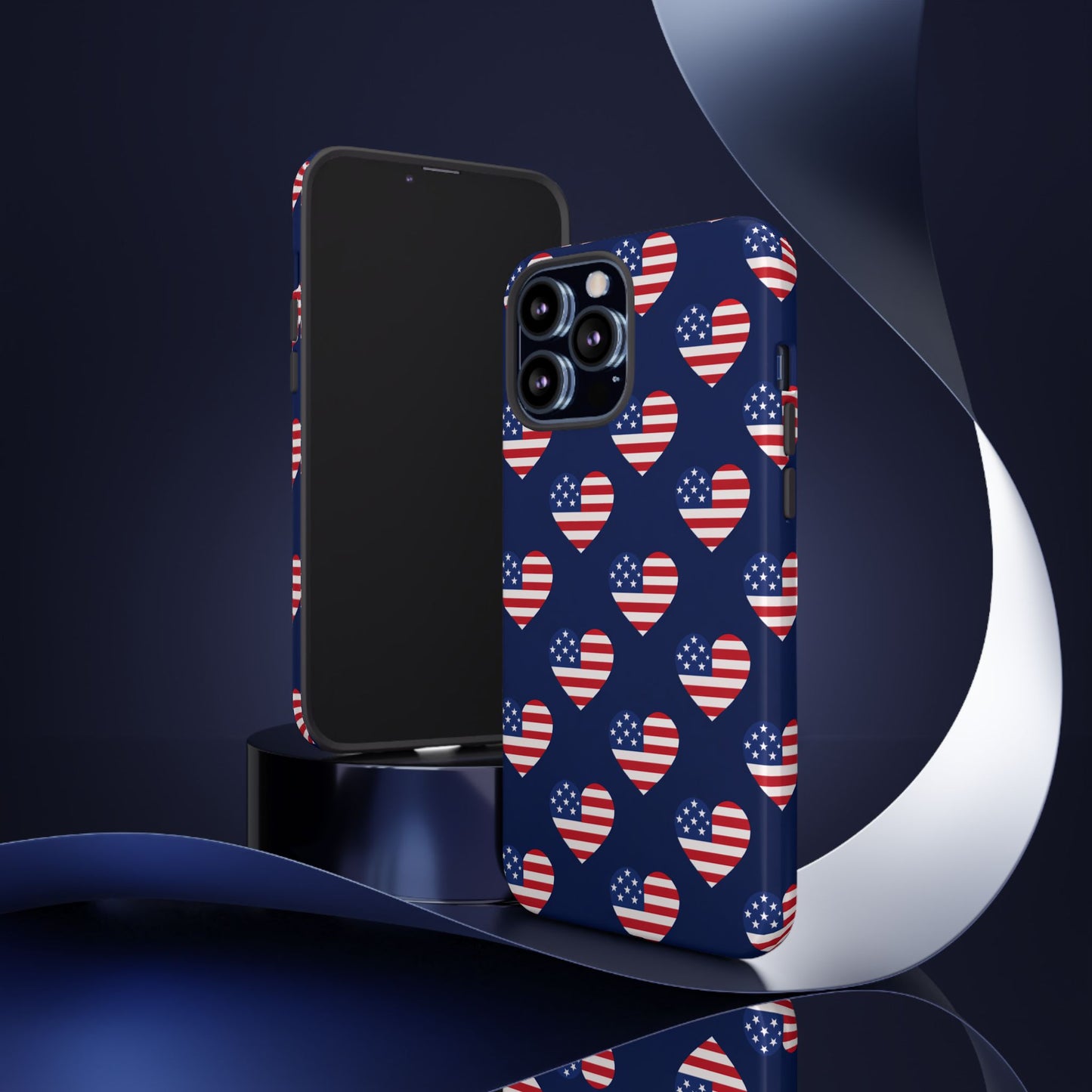 Patriotic American Flag Heart Phone Case – Tough Shockproof, USA Stars & Stripes for Iphone, Samsung Galaxy and Pixel