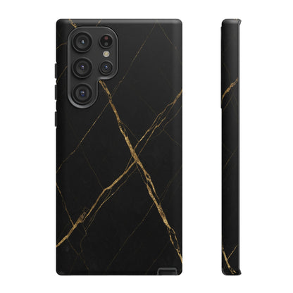 Black Marble Phone Case with Gold Veins | Minimal Luxury Tough Case