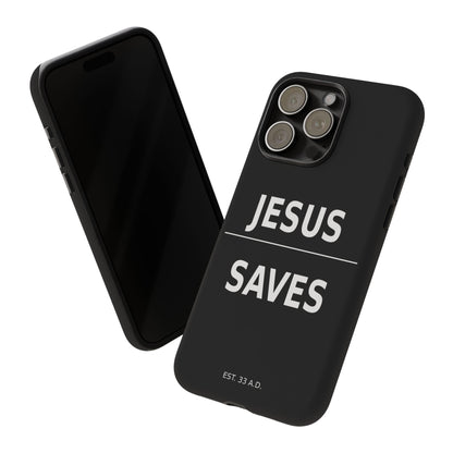 Jesus Saves Phone Case Christian Religious Minimalist Black Tough Cover