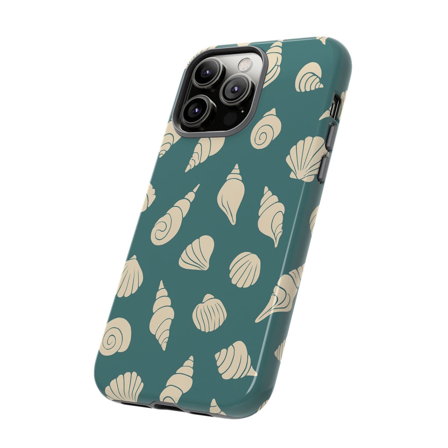 Seashell Pattern Phone Case | Teal Coastal Shells Tough Case for Iphone, Samsung Galaxy and Pixel