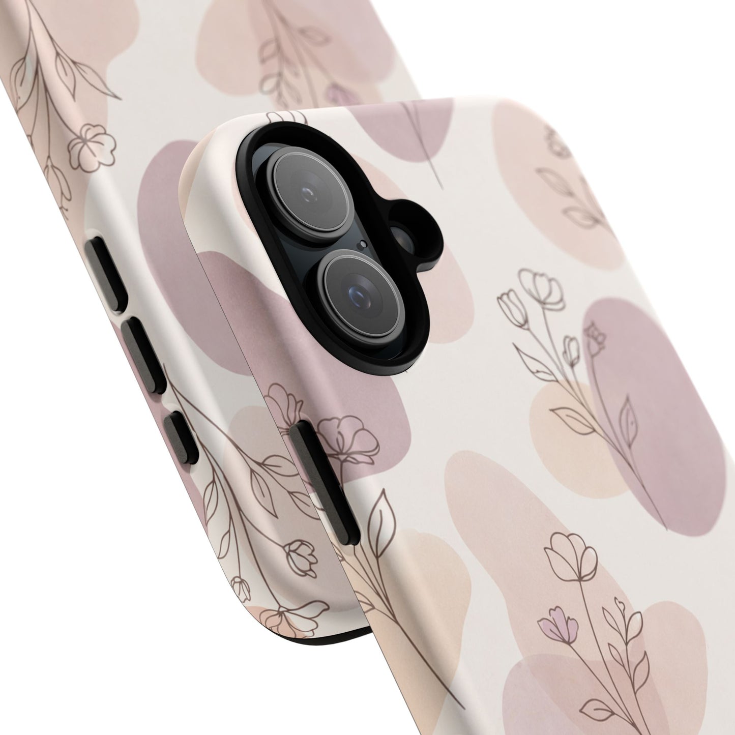 Blush Floral Phone Case Neutral Botanical Watercolor Tough Cover