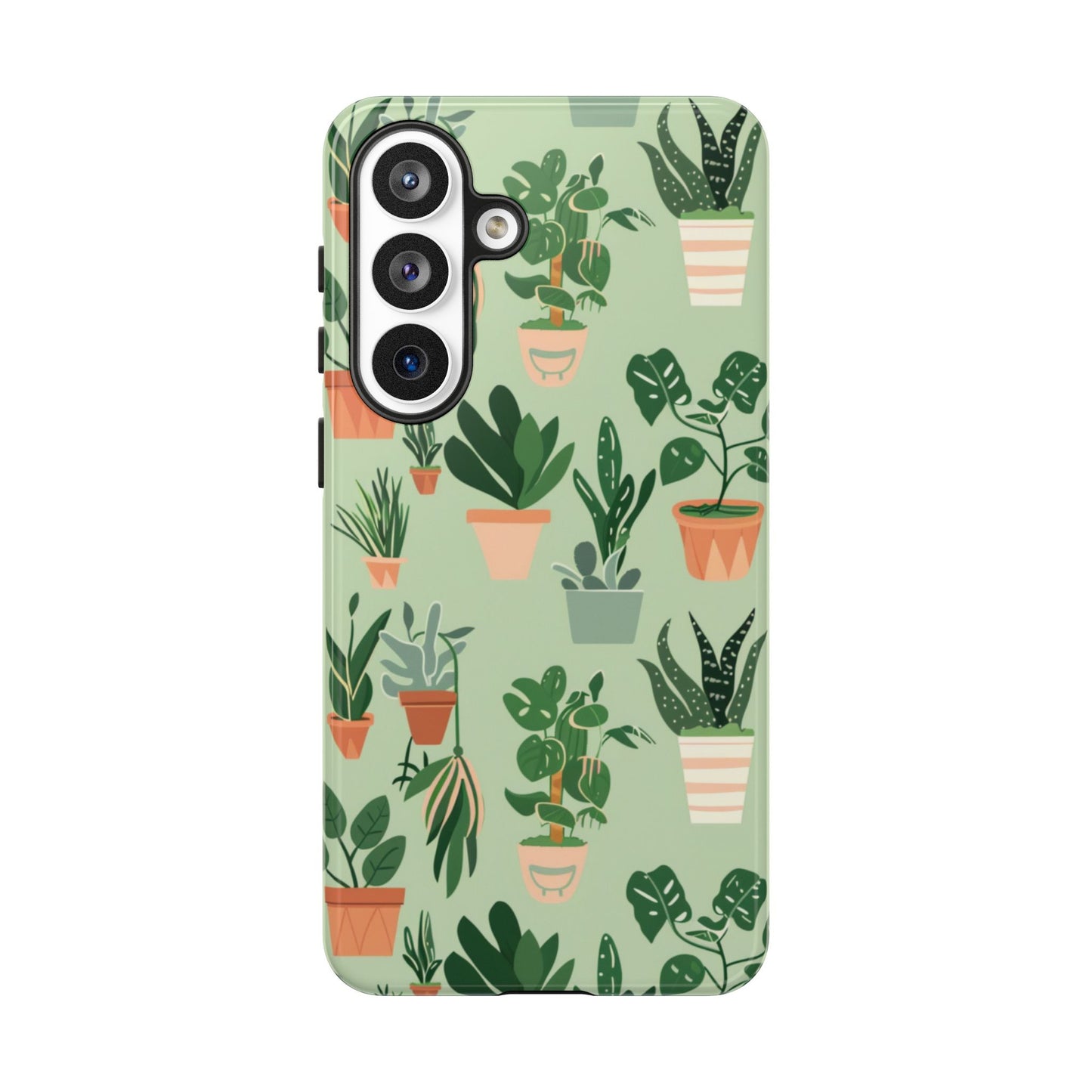 Plant Lover Phone Case | Cute Potted Plants Pattern | Botanical Aesthetic Tough Case