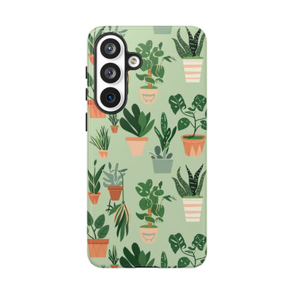 Plant Lover Phone Case | Cute Potted Plants Pattern | Botanical Aesthetic Tough Case