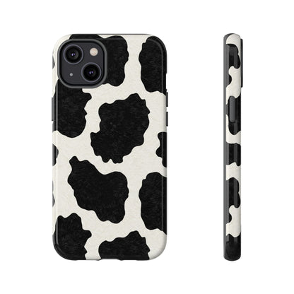 Black & White Cow Print Phone Case | Western Aesthetic iPhone & Samsung Tough Case
