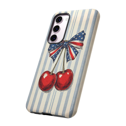 Patriotic Cherry Phone Case Americana Coquette Aesthetic iPhone Samsung