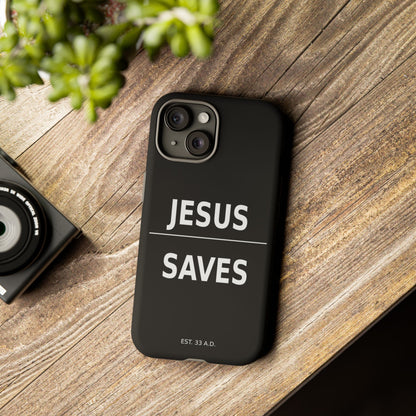 Jesus Saves Phone Case Christian Religious Minimalist Black Tough Cover