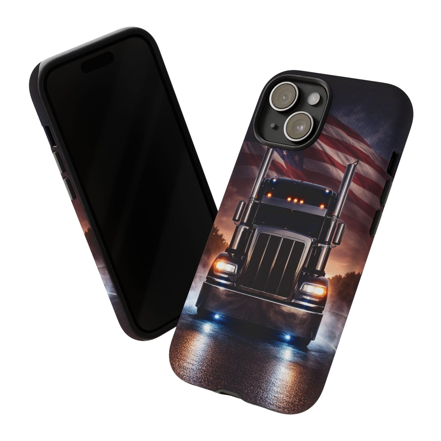 Semi Truck Phone Case American Flag Big Rig Trucker Gift iPhone Samsung