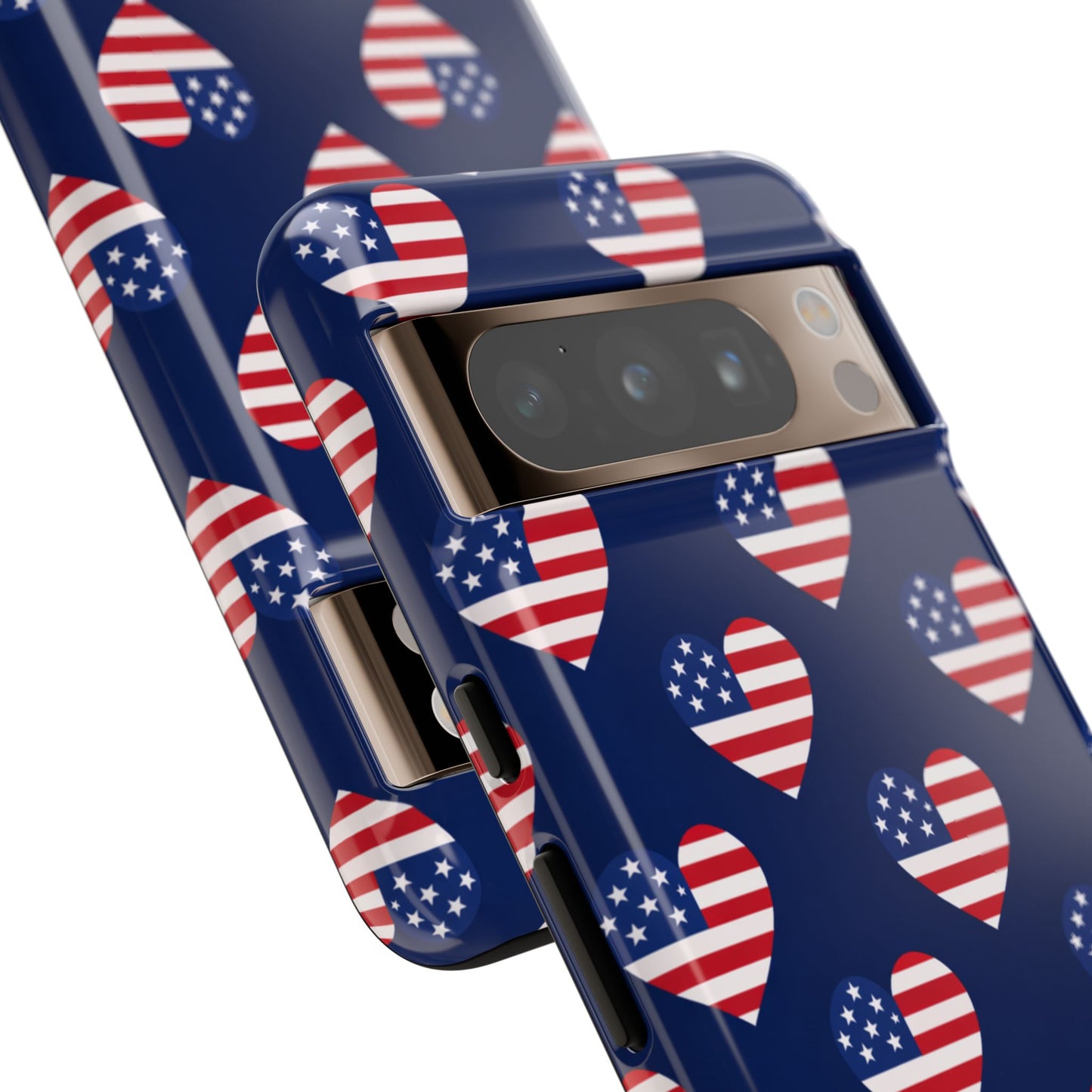 Patriotic American Flag Heart Phone Case – Tough Shockproof, USA Stars & Stripes for Iphone, Samsung Galaxy and Pixel