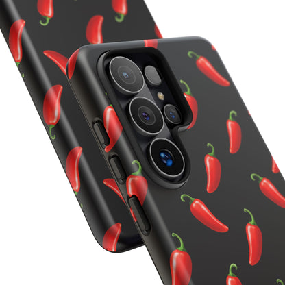 Spicy Chili Pepper Phone Case – Black Cute Hot Pepper Tough Cover for Iphone, Samsung Galaxy and Pixel