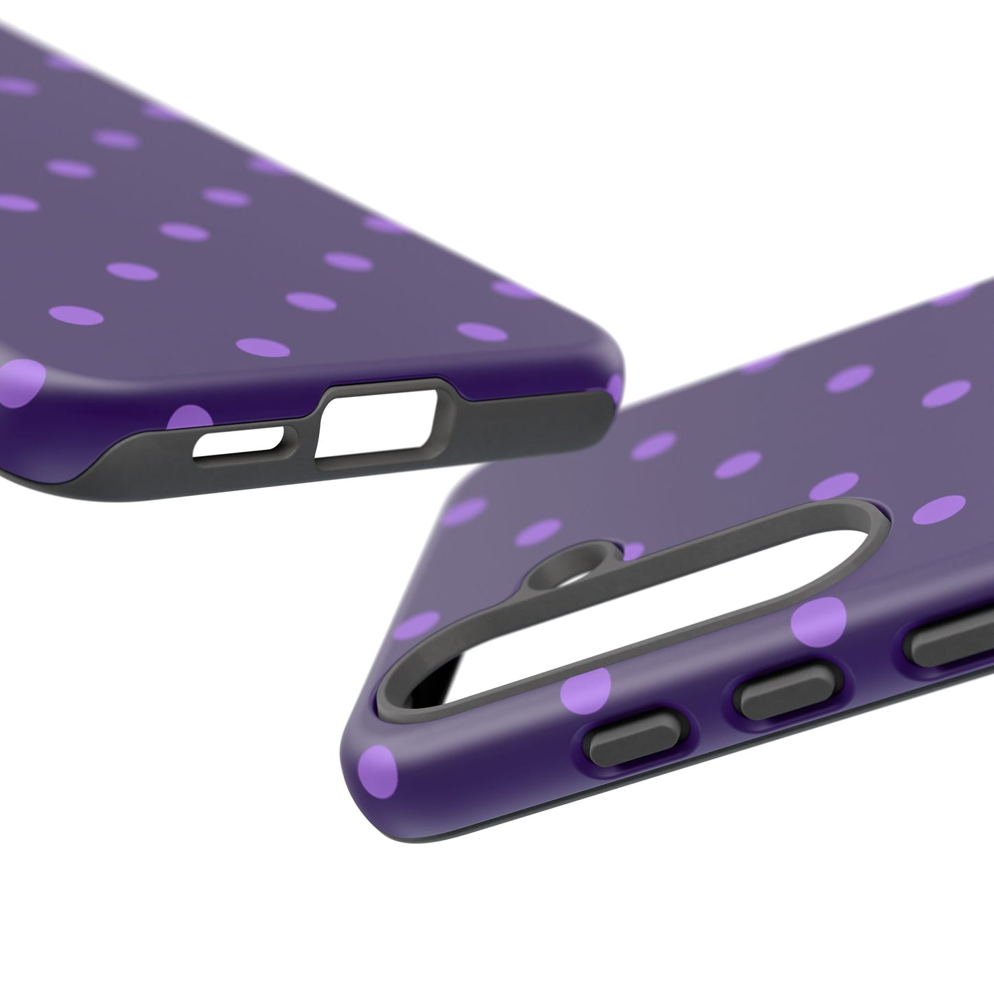 Purple Polka Dot Tough Phone Case – Cute Stylish Durable Protective Cover for Iphone, Samsung Galaxy and Pixel