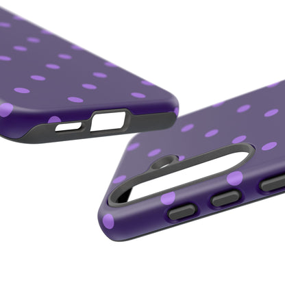Purple Polka Dot Tough Phone Case – Cute Stylish Durable Protective Cover for Iphone, Samsung Galaxy and Pixel