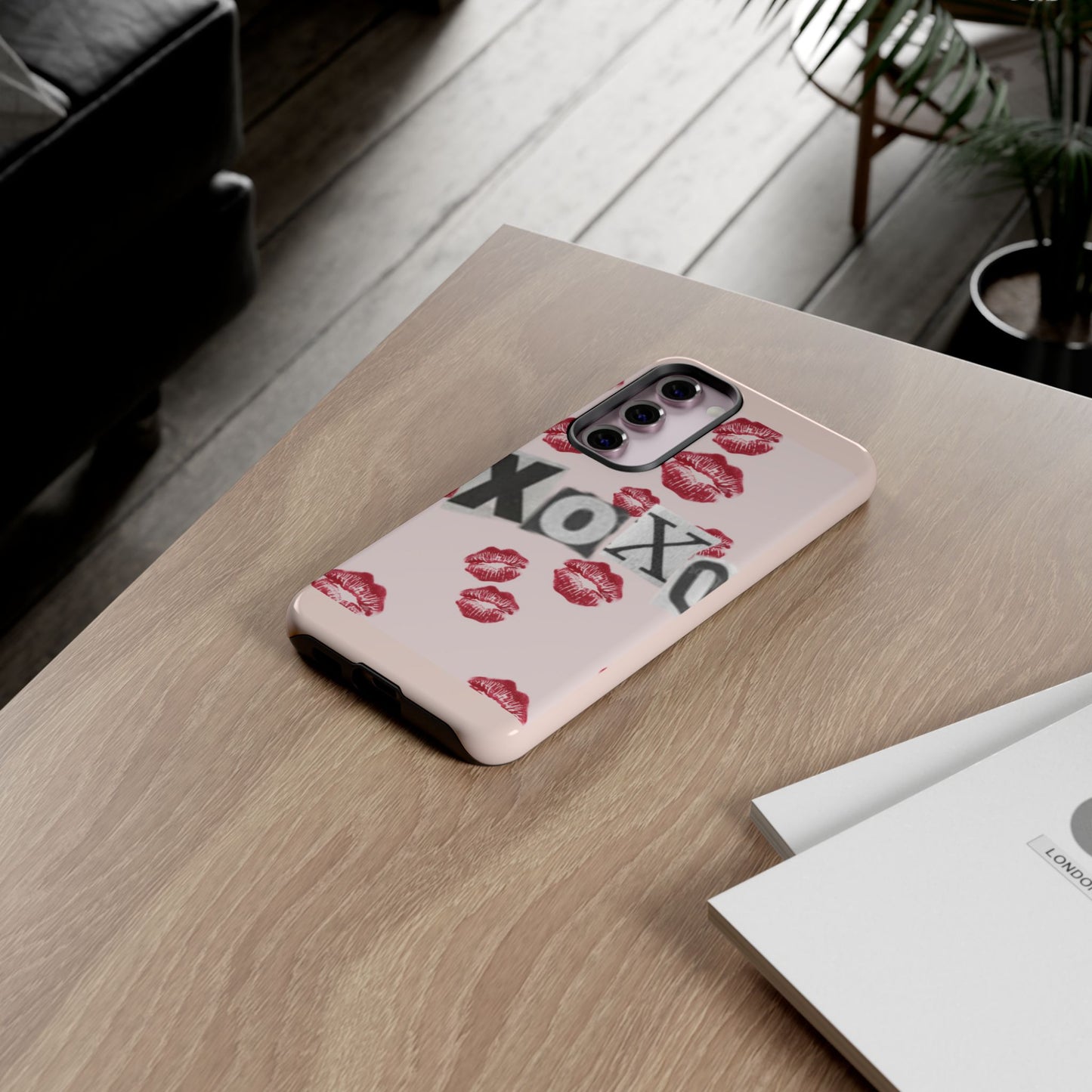 XOXO Kiss Print Phone Case | Coquette Valentine Aesthetic | Cute Pink Lipstick Kiss Tough Case for iPhone & Samsung