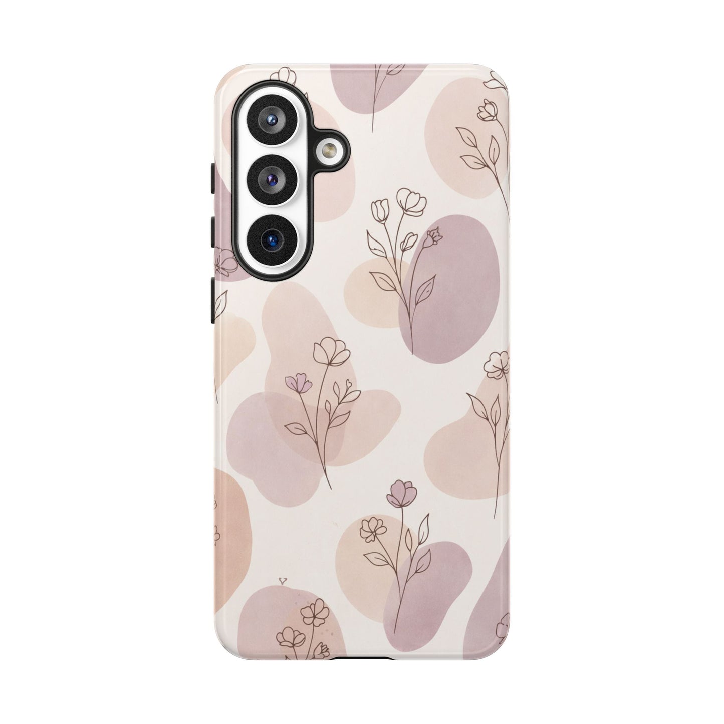 Blush Floral Phone Case Neutral Botanical Watercolor Tough Cover