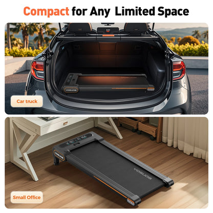 under Desk Treadmill for Walking, Electric, Auto Incline, 350 Lb Weight Capacity, Black