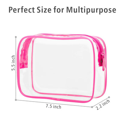 TSA Approved Toiletry Bag - Peach Red Clear Makeup Bag with Supporting Frame, Clear Toiletry Bag for Travel, Thick No Smell