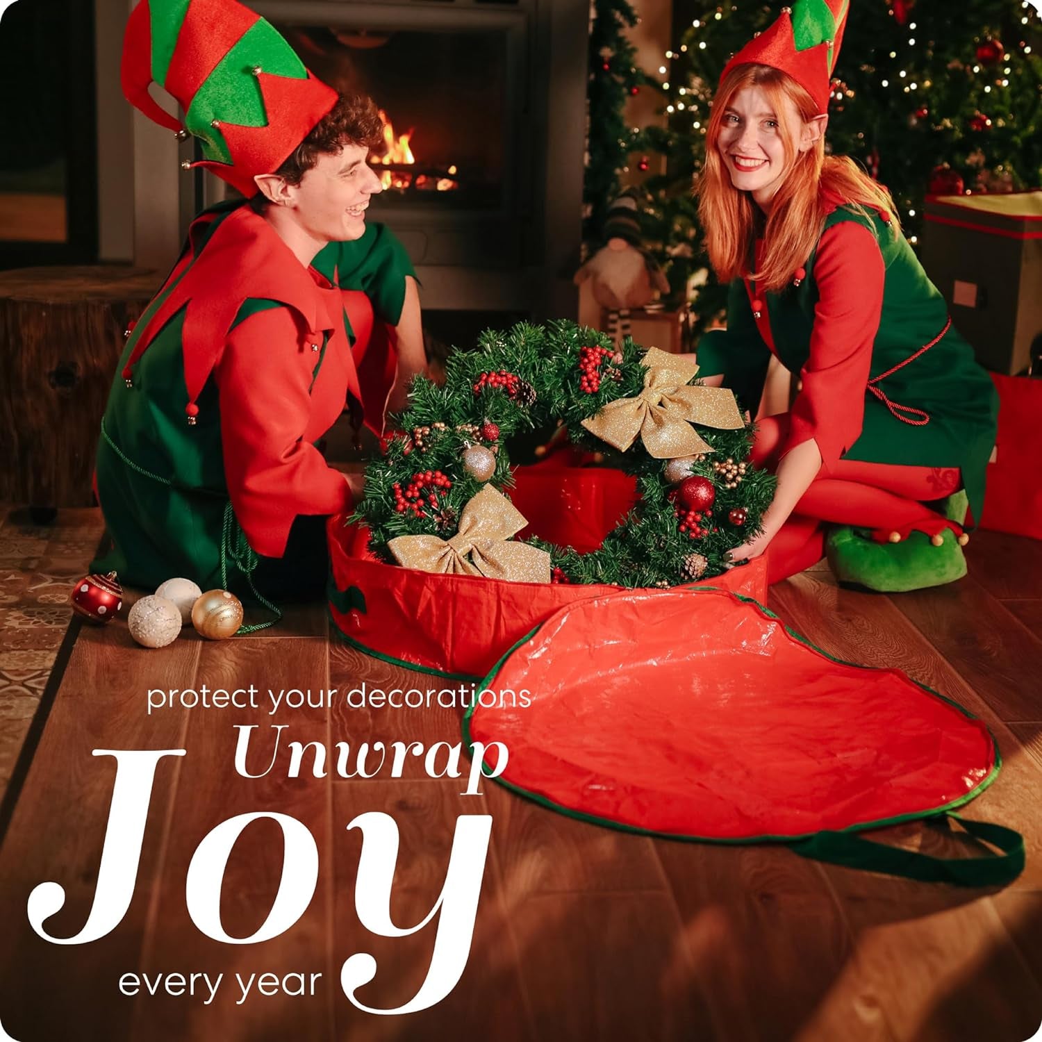 Christmas Wreath Storage Bag - 2-PACK - Durable, Tarp Material, Zipper, Sturdy Carry Handle, Dust, Pest Protection - Ideal Home, Garage Organization for Holiday Wreath Decoration. (30")