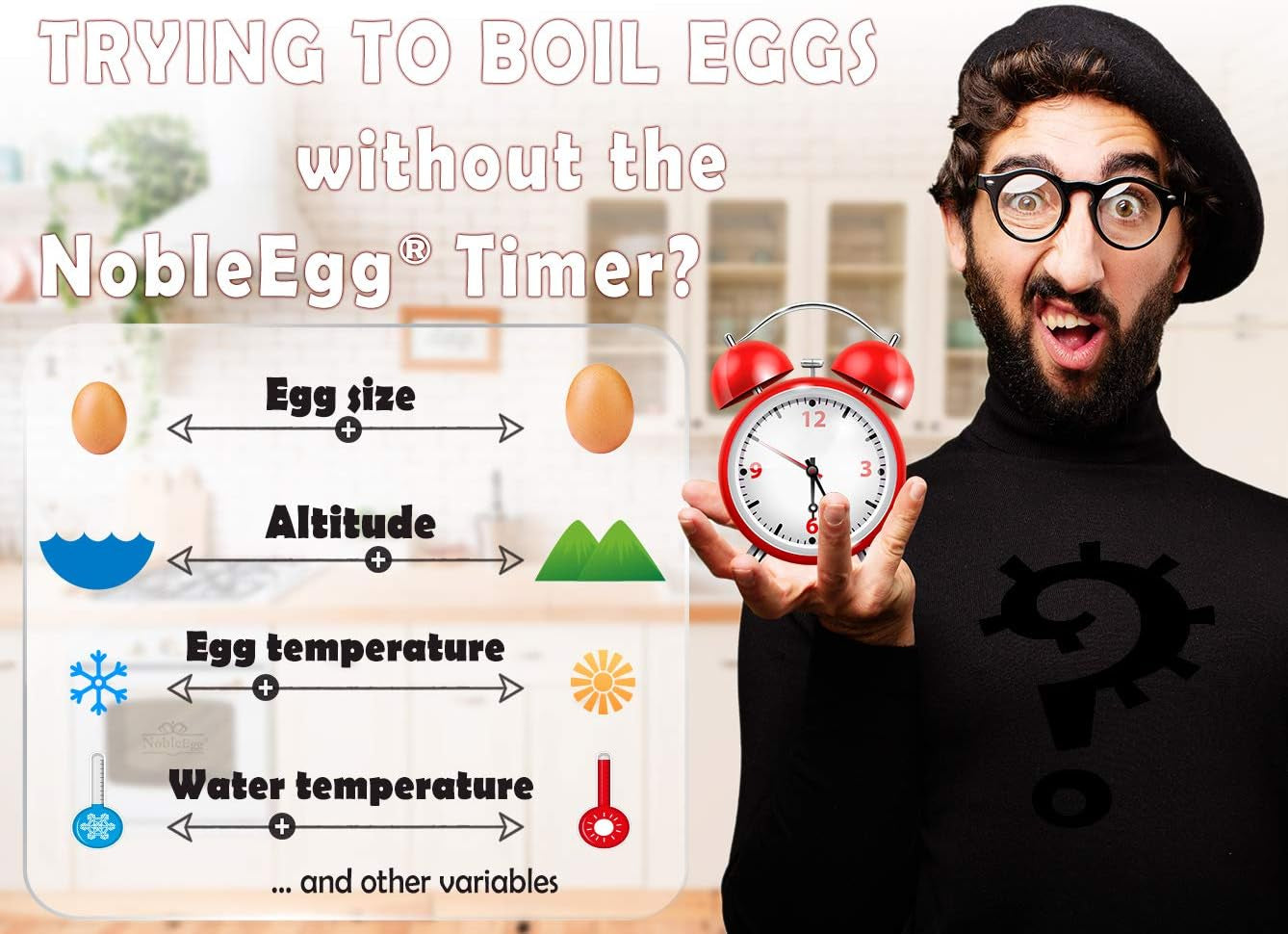 Egg Timer Pro for Boiling Eggs | Soft Hard Boiled Egg Timer That Changes Color When Done | No BPA, Certified