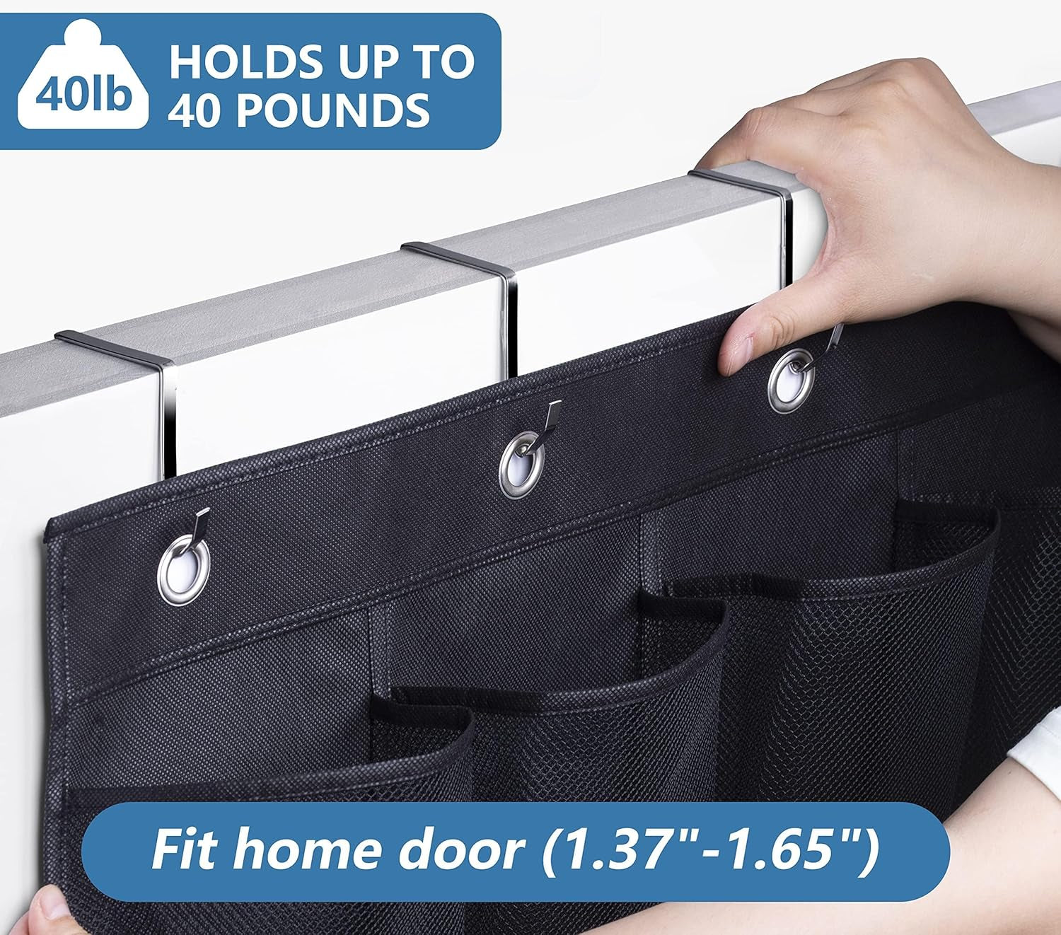 28 Large Pockets Hanging Shoe Organizer over the Door Shoe Rack for Closet Door Storage Mesh Shoe Holder Hanger for Men, Black