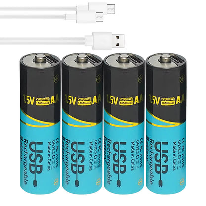 Lot 660Mwh/2200Mwh 1.5V AA AAA Rechargeable Lithium Batteries USB Type-C Fast Charge Battery